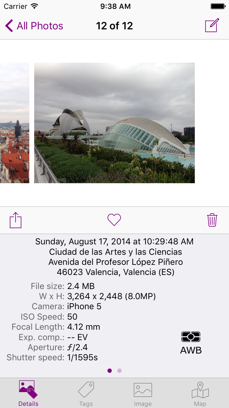 PhotInfo 5.10.0 on iPhone